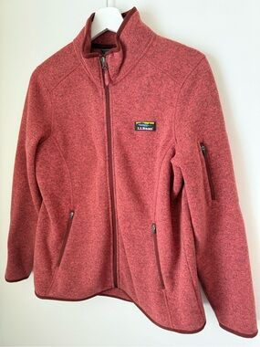LL Bean Sweater Fleece Zip Jacket Sienna Clay Medium Petite NEW